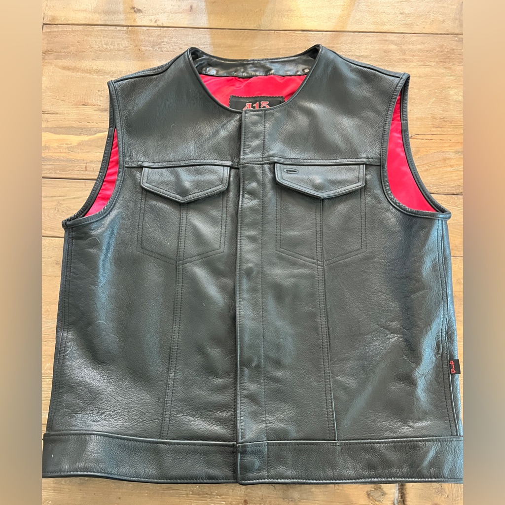 415 Leather Club Style Snap Vest (No Collar) -Men’s Sz Xl Like New